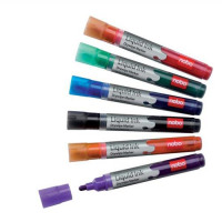 Nobo Liquid Ink Drymarker Drywipe Flipchart OHP Bullet Tip Line Width 3mm Assorted Ref 1901072 [Pack 12]