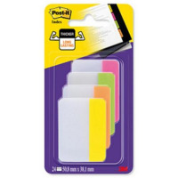 Post-it Index Filing Tabs Strong Flat 51x38mm Six Each of 4 Colours Assorted Ref 686-PLOY [Pack 24]