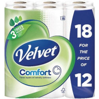 Triple Velvet Toilet Rolls Ref 4014141 [Pack 12 Plus 6 FREE]