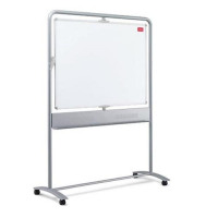 Nobo Mobile Whiteboard Easel Magnetic Steel Vertical Pivot W1200xH900mm Board Ref 190130