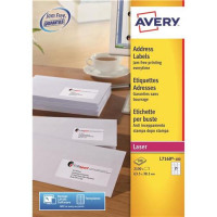 Avery Addressing Labels Laser Jam-free 21 per Sheet 63.5x38.1mm White Ref L7160-100 [2100 Labels]