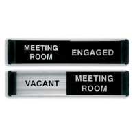 Sliding Door Sign Meeting Room Vacant/Engaged W255xH52mm Aluminium and PVC