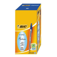 Bic Cristal Ball Pen Clear Barrel 1.0mm Tip 0.4mm Line Blue Ref 8373602 [Pack 50]
