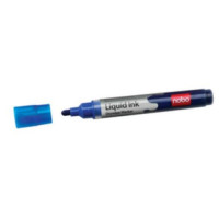 Nobo Liquid Ink Drymarker Drywipe Flipchart OHP Bullet Tip Line Width 3mm Blue Ref 1901075 [Pack 12]