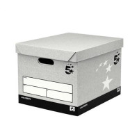 5 Star Facilities Storage Box Self-Assembly Grey [Pack 10]