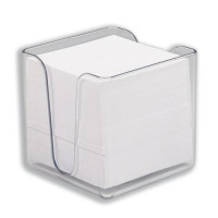 5 Star Office Noteholder Cube Transparent with Approx. 750 Sheets of Paper 90x90mm White