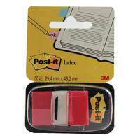 3M Post-it Index Tab 25mm Red With Dispenser 680-1 (Pack of 50)