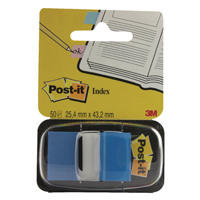 3M Post-it Index Tab 25mm Blue With Dispenser 680-2 (Pack of 50)