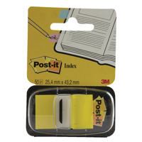3M Post-it Index Tab 25mm Yellow With Dispenser 680-5 (Pack of 50)