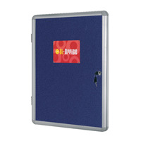 Bi-Office Lockable Internal Display Case 1110x930mm Blue Felt Aluminium Frame VT640107150