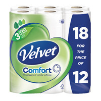 Triple Velvet Toilet Roll 3-Ply (Pack 18 White KSCATV18