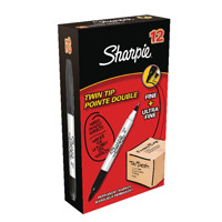 Sharpie Black Twin Tip Permanent Marker (Pack of 12) S0811100