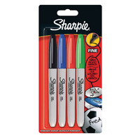 Sharpie Permanent Marker Fine Assorted (Pack of 4) S0810970