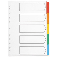 Q-Connect Multi-Punched 5-Part Reinforced Multi-Colour A4 Index Blank Tabs KF01525