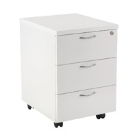 First Mobile Under Desk Pedestal 3 Drawer White