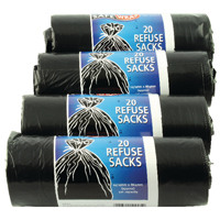 Safewrap Refuse Sack 20 Per Roll (Pack of 4) Black 0446