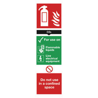 Safety Sign Carbon Dioxide Fire Extinguisher 280x90mm Self-Adhesive F203/S