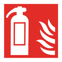 Safety Sign Fire Extinguisher Symbol 100x100mm Self-Adhesive (Pack of 5) KF44A/S