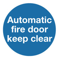 Safety Sign Automatic Fire Door 100x100mm Self-Adhesive (Pack of 5) KM73AS