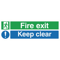 Safety Sign Fire Exit Keep Clear 150x450mm PVC EC08S/R