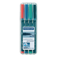Staedtler Lumocolor Medium Tip Permanent OHP Pen Assorted (Pack of 4) 317-WP4