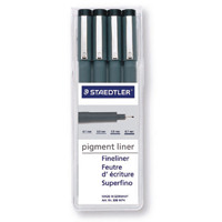 Staedtler Fineliner Black PenAssorted Nib Sizes (Pack of 4) 308-WP4