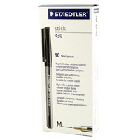 Staedtler Medium Black Stick Ballpoint Pen (Pack of 10) 430-M9