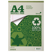 Silvine Punched 4 Hole Recycled Ruled Feint and Margin Refill A4 Pad (Pack of 6) RE4FM-T