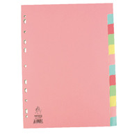 A4 Manilla Divider 12-Part Pink With Multi-Colour Tabs WX01515