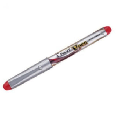 Pilot Red Ink/Metallic Grey Barrel VPen Disposable Fountain Pens (Pack of 12) SVP-4M-R