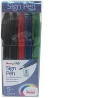 Pentel Sign Pen Fibre Tip Assorted (Pack of 5) S520/5-M