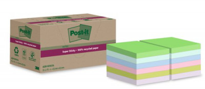 Post-It Super Sticky Recycle 47.6x47.6 Ast Pack 12