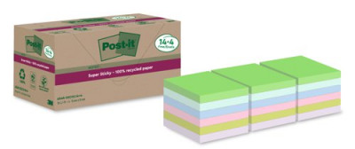 Post-It Super Sticky Recycle 76x76 Assorted Pack 18