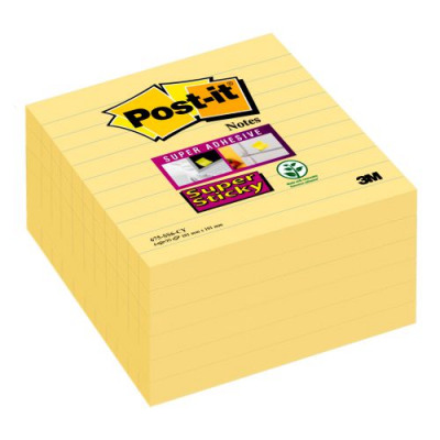 Post-it Super Sticky Notes Canary Yellow Lined 101x101 Pack 6