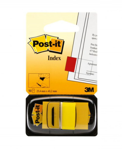 3M Post-It Index 25mm 1 Inch Yellow 12x50 Tabs