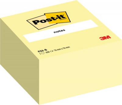 3M Post-It Notes 3x3 Cube Pastel Yellow