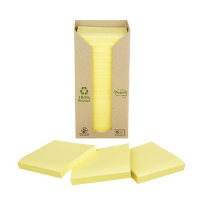 3M Post-It Note Recycled 3x3 Yellow Pack 16