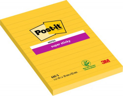 3M Post-It Notes 102 x 152mm Super Sticky Note Ultra Yellow Pack 6