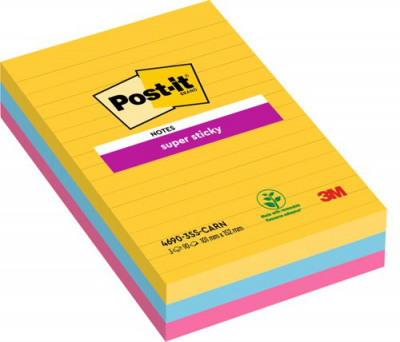 Post-it Super Sticky XXL Lined Notes Rio 101x152 Pack 3