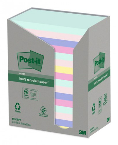 Post-it Notes Recycled Pastel Rainbow Tower Pk16 76x127