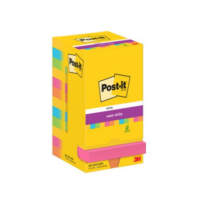 Post-it Super Sticky 76x76mm Carnival (Pack of 12)