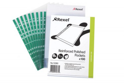 Rexel Nyrex Clear Reinforced Pockets Green Spine A4