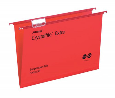 Crystalfile Extra Polypropylene Suspension File Standard Foolscap Red Box 25