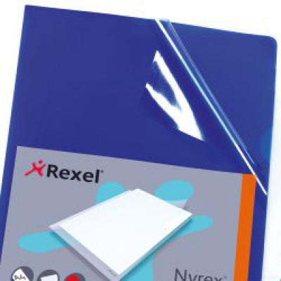 Rexel Nyrex PFC/A4 Cut Flush Open 2 Side Copy Safe Plastic Folders A4 Blue Pack 25