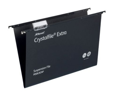 Crystalfile Extra Polypropylene Suspension File Standard Foolscap Black Box 25