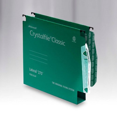 Crystalfile Lateral File 30mm Capacity with Tabs & Inserts Green Pack 50