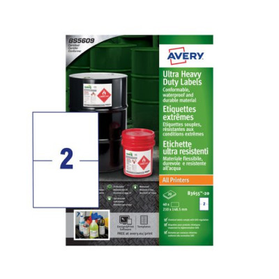 Avery Ultra Resistant Label White 210x148.5 Pack 20