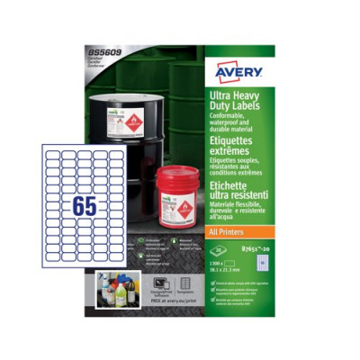 Avery Ultra Resistant Label White 38.1x21.3 Pack 20