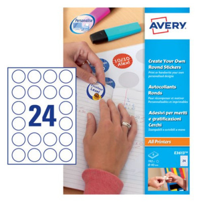 Avery Create Your Own Reward Stickers Round 40mm (Pack of 192) E3613