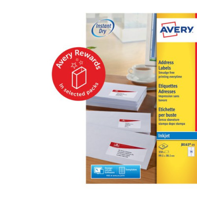 Avery Quick Dry Addressing Labels Inkjet 14 per Sheet 99.1x38.1mm White 350 Labels Pack 25